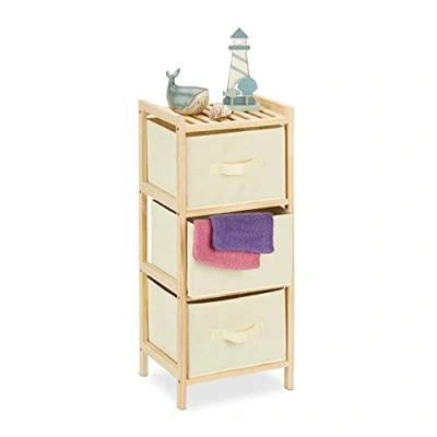 Abbildung von relaxdays Badregal mit 3 Körben, Beige