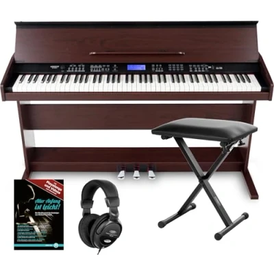 Abbildung von FunKey DP 88 II Digitalpiano Set (88 anschlagsdynamische Tasten, 360 Sounds, 160 Styles, MP3 Player, inkl. Keyboardbank, Kopfhörer und Klavierschule) braun