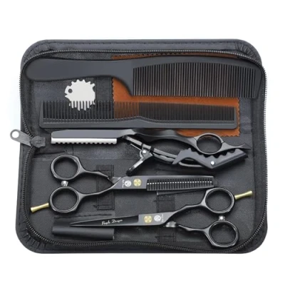 Abbildung von Purple Dragon Haarschere 5,5Zoll Profi Friseurschere Friseurscheren set perfekt Haarschnitt für Damen und Herren Sharfe Schere Barbier/Friseur/Anfänger (Schwarz)