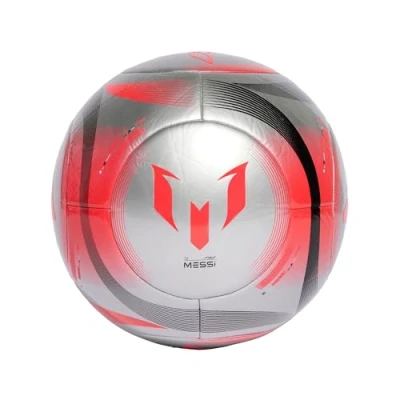 Abbildung von adidas Unisex Messi Club Ball, Silver Metallic/Lucid Red/Black, 4