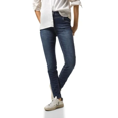 Abbildung von CECIL Damen Style Vicky 1 Knopf 49 Jeans Slim Fit, Mid Blue Wash, 27W / 32L