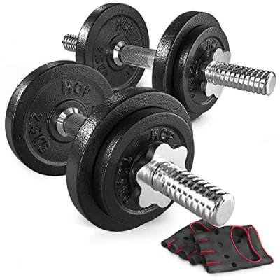 Abbildung von Hop Sport Guss Kurzhanteln Hantel Set Hanteln 10kg 15kg 20kg 30kg 40kg 60 kg Gewichte (2 x 10 kg)