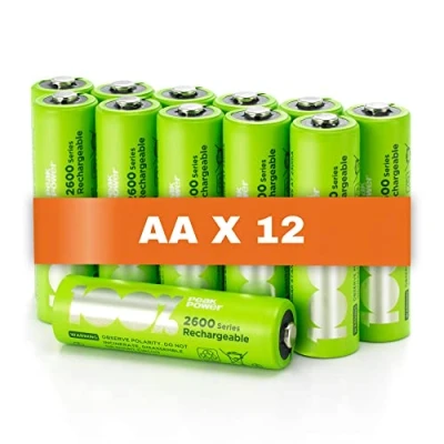 Abbildung von 100% PeakPower Akku AA 12 Stück aufladbare Batterien NiMH 1,2V, hohe Kapazität, geringe Selbstentladung, vorgeladen Akkus wiederaufladbar x12