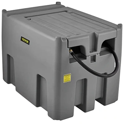 Abbildung von VEVOR Tragbarer Dieseltank 116 Gallonen Mobile Tankanlage, Grau Dieseltankstelle, 140 W Tankstation Dieseltank, 2600 RPM Transporttank, 12 V DC Automatik Pumpe, 4 m Schlauch Benzintank zum Betanken