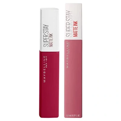 Abbildung von Maybelline New York SuperStay Matte Ink Lippentönung mit langanhaltender Deckwirkung. Make up Set 2 Lippenstiften 115 Founder und 15 Lover