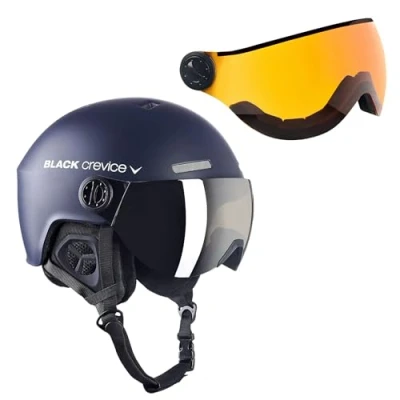 Abbildung von Black Crevice Skihelm Arlberg mit 2 Visier, navy/white, S/M