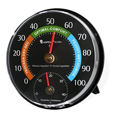 Abbildung von Lantelme Analog Thermometer Hygrometer 11,5 cm Präzise Temperatur und Feuchtigkeitsanzeige für Schimmelschutz, Raumklimaüberwachung Heizkostenkontrolle im Innenbereich