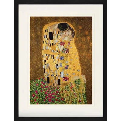 Abbildung von 1art1 Gustav Klimt Poster Der Kuß II Gerahmtes Bild Mit Edlem Passepartout Wand Bilder Im Bilderrahmen 80x60 cm