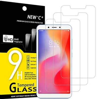 Abbildung von NEW&#039;C 3 Stück, Panzer Schutz Glas für Xiaomi Redmi 6, 6A, Frei von Kratzern, 9H Härte, HD Displayschutzfolie, 0.33mm Ultra klar, Ultrabeständig