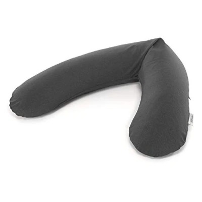 Abbildung von Theraline Das Original Schwangerschaftskissen &amp; Stillkissen 190cm Seitenschläferkissen Perlen inkl Stillkissenbezug Melange anthrazit Bambus Kollektion