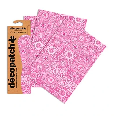 Abbildung von Decopatch Papier No. 631 (pink weiß Casablanca, 395 x 298 mm) 3er Pack