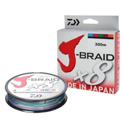 Abbildung von Daiwa Angelschnur, 300 m Länge, J Braid X8 0.42mm 300m Multi Color Geflochtene Schnur