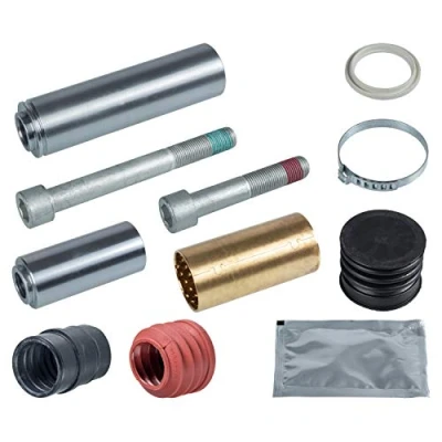 Abbildung von FEBI BILSTEIN 107241 Führungshülsensatz, Bremssattel Hinterachse, Vorderachse mit Fett Bremssattelschrauben, Schelle, Führungshülse