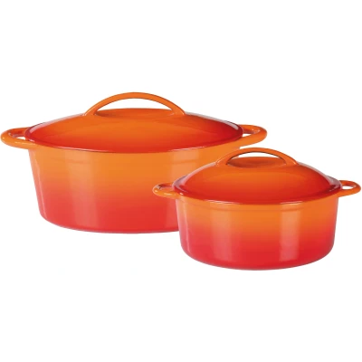 Abbildung von GSW Topf Set &quot;Orange Shadow&quot;, Gusseisen, (Set, 4 tlg., 1x Kochtopf Ø 24 cm, 1 x Bräter 32x25 je mit Deckel), Induktion