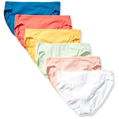 Abbildung von Amazon Essentials Damen Slip aus Baumwolle mit hohem Beinschnitt (in Übergröße erhältlich), 6er Pack, Hübsche Bunte Tupfen, 44