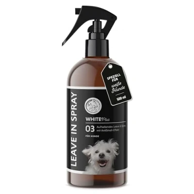 Abbildung von Annimally White Plus Leave In Spray Natürliche Kämmhilfe &amp; Glanzspray mit Anti Gelb Effekt, ph neutrales Kämmspray ohne Bleichmittel für weiße Hunde 500 ml