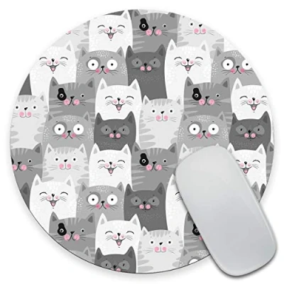 Abbildung von JIMOWANG Funny Grey Cats Mouse Pad for Desk with Non Slip Rubber Base Office Computer Round Mousepad Mat Home Accessories