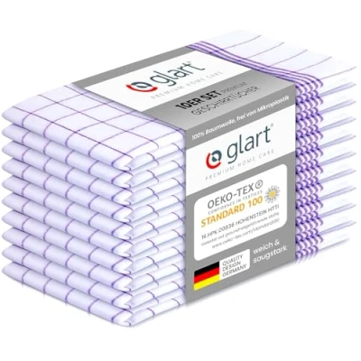 Abbildung von Glart Geschirrtuch 48KV2 10er Set Geschirrtücher Küchentücher 50x70 cm OEKO TEX lila Karo