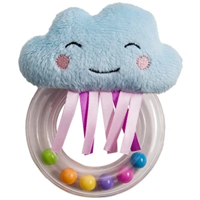 Abbildung von Taf Toys Cheerful Cloud Newborn Baby Rattle. Soft Plush Toddler Sensory Ring Rattle with Ribbons. Easy to Grab. Colourful Beads. Suitable for Boys &amp; Girls from Birth