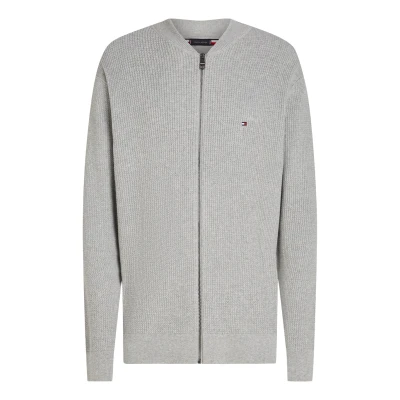 Abbildung von Tommy Hilfiger Strickjacke &quot;STRUCTURE BASEBALL ZIP THROUGH&quot;, in Rippoptik, Reißverschluss, Logostickerei
