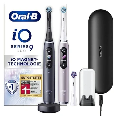 Abbildung von Oral B Oralb Elektrische ZAHNBÜRSTE IO 9 + 2. HANDSTÜCK &amp; Ladereiseetui Black ONYX/ROSE Quartz Zahnbürste, Größe: One Size