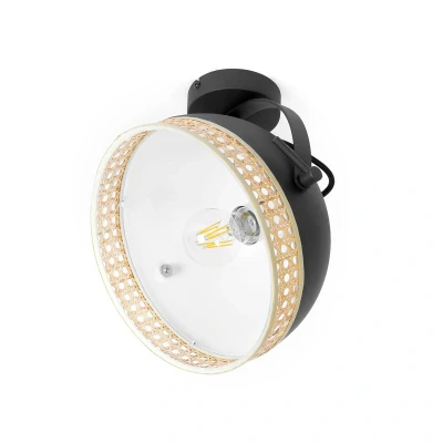 Abbildung von Lindby Lonnaris Deckenlampe mit Rattan, schwenkbar