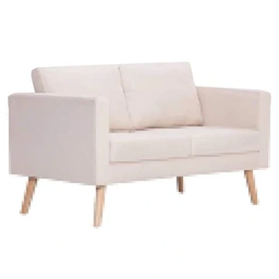 Abbildung von Susany 2 Sitzer Sofa mit Sitzkissen Polstersofa 116 x 70 73 cm,Wohnzimmer Büro Bettsofa Lounge Couch Schlafcouch Holzrahmen und Stoff,Cremeweiß