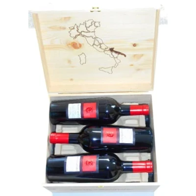 Abbildung von 6 Flaschen Negroamaro Appassimento IGT 2021 Sonderedition von Conte di Campiano in Original Holzkiste, sensationeller Rotwein aus Apulien