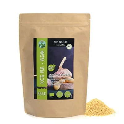 Abbildung von Bio Knoblauch granuliert (1kg), Knoblauchgranulat, aus kontrolliert biologischem Anbau, Granulat laborgeprüft, 100% rein und naturbelassen