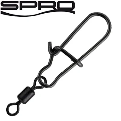 Abbildung von Spro Matt Black Easy Snap + Rolling Swivel Snaps zum Spinnfischen, Einhänger Hechtwirbel, Hechtvorfach, Größe/Tragkraft/Packungsinhalt:Gr. 0+10 / 8kg 13 Stück