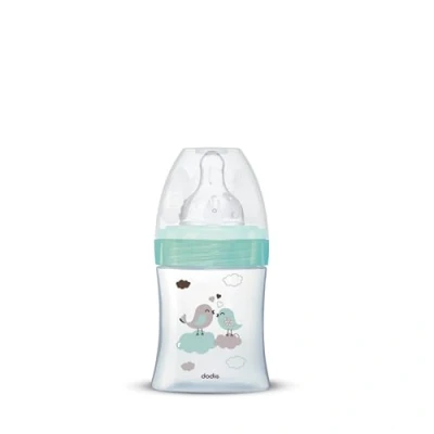 Abbildung von Dodie Babyflasche, Antikolik Initiation+, Glas, grün, Vogel, 150 ml, 0 6 Monate, runder Sauger, Fluss 1