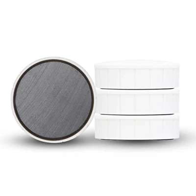 Abbildung von MAUL Magnet MAULsolid, SB Verpackung bruchsichere und kleine Magnete für einen vielseitigen Einsatz rund mit modernem Design Ø 38 x 12,5 mm 4er Pack weiß