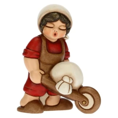 Abbildung von THUN Figur Krippe Herren mit Schubkarre Weihnachtsdekoration Haus Linie Krippe, rote Variante Keramik 6 x 4 8 cm