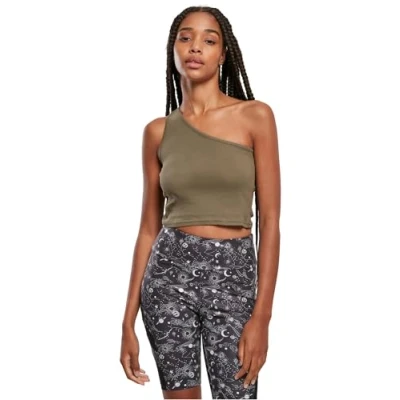 Abbildung von Urban Classics Cropped Asymmetric Top, Damen, Größe: XS, Khaki