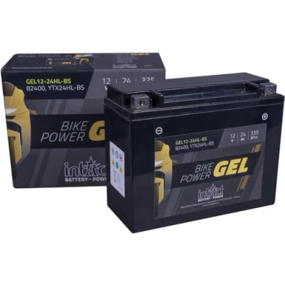 Abbildung von intAct GEL MOTORRADBATTERIE Batterie mit +30% Startleistung. Für Roller, Motorrad, Quad Bike Power GEL12 24HL BS, CTX24HL 12V Batterie, 24 AH (c20), 335 A (EN) Maße: 205x87x162mm