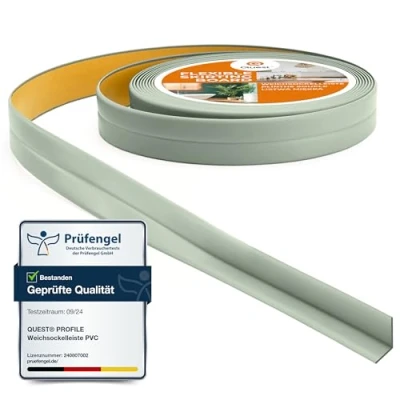 Abbildung von Quest Weichsockelleiste Selbstklebend, Knickleiste, Abschlussleiste für Küche, Badezimmer Dichtungsband PVC, Flexibel, Dicht, Dekorativ 10 mm x 5 Meter, Hellgrün