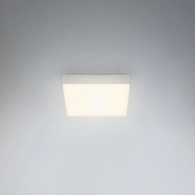 Abbildung von Briloner Leuchten LED Deckenlampe rahmenlos, Deckenleuchte, Aufbauleuchte, warmweiße Farbtemperatur, 157x157x36 mm, silberfarbig