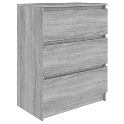 Abbildung von vidaXL Sideboard, Kommode mit viel Stauraum, Schrank 3 Schubladen, Schubladenschrank Anrichte für Wohnzimmer, Grau Sonoma 60x35x76cm Holzwerkstoff