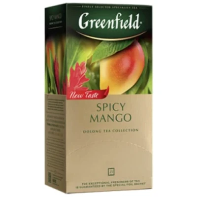 Abbildung von GREENFIELD SPICY Mango NEU Geschenk Premium Aromatisierter Oolong Tee mit Ingwer und 25 beutel
