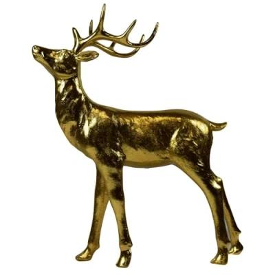 Abbildung von Dadeldo Living &amp; Lifestyle Dekofigur Hirsch Gold Resin 28x23cm Weihnachtsdeko