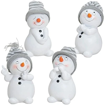 Abbildung von matches21 HOME &amp; HOBBY Dekofigur Schneemann mit Strickmütze 4er Set (4 St)