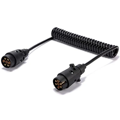 Abbildung von SPARKMOTO 2.6m Anhänger Verlängerungskabel 7 Polig mit 2 Stecker,Spiralkabel Anhängerkabel Arbeitslänge für Auto LKW Wohnwagen Fahrradträger,Spiral