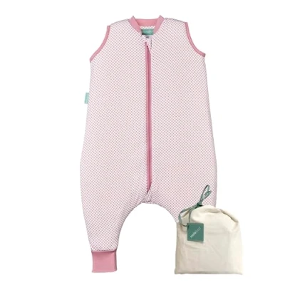 Abbildung von molis&amp;co Baby Schlafsack mit Füßen Ideal für Frühling und Herbst Babyschlafsack 1 tog Leicht gepolstert 100% Baumwolle (Oeko TEX 100), Premium Qualität Vichy Pink (80 cm)