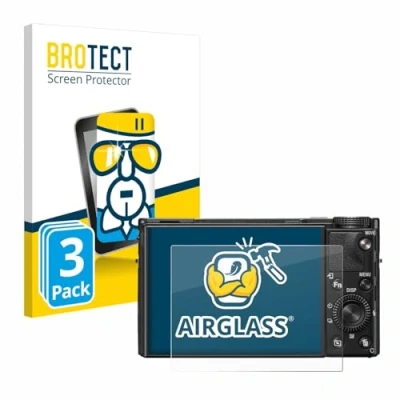Abbildung von BROTECT Schutzglas für Sony Cyber Shot DSC RX100 VII (3 Stück) Schutzfolie Panzer Folie Glas [Extrem Kratzfest 9H, Anti Fingerprint,