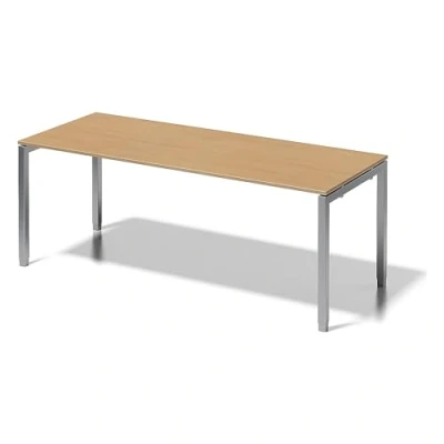 Abbildung von BISLEY Cito Schreibtisch, 650 850 mm höheneinstellbares U Gestell, Metall, Bc355 Dekor Buche, Gestell Silber, 80 x 200 85 cm