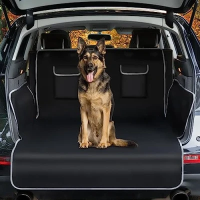 Abbildung von Toozey Kofferraumschutz Hund mit Seitenschutz Universal Auto Kofferraum Hundedecke Robuste Schutzmatte für Hunde, Schwarz Graue Kante