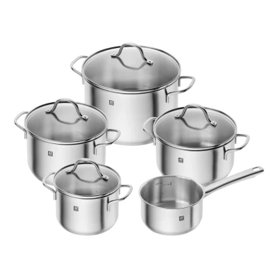 Abbildung von ZWILLING Flow Kochtopf Set, 5 teilig, 4 Deckel, Induktionsgeeignet, Edelstahl, Silber