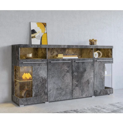 Abbildung von INOSIGN Sideboard &quot;India,Breite 182cm, stilvolle Kommode mit Glastüren&quot;, Kombikommode viel Stauraum, Einlegeböden verstellbar,ohne Beleuchtung