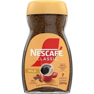 Abbildung von NESCAFÉ CLASSIC Mild, löslicher Bohnenkaffee aus mitteldunkel gerösteten Kaffeebohnen, milder Geschmack &amp; intensives Aroma, koffeinhaltig, 1er Pack (1 x 200g)