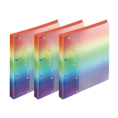 Abbildung von VELOFLEX 1141404 3 Ringordner Rainbow Diamond DIN A4, Schulordner mit 2 Ring Mechanik, Ringbuch aus PP